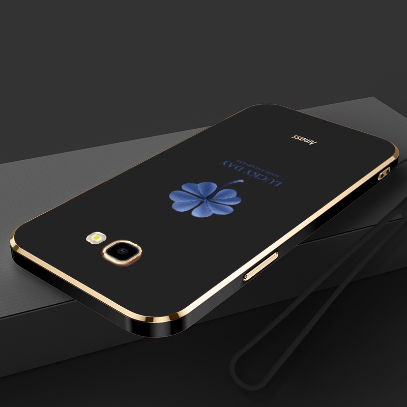 Ốp Điện Thoại Silicon Mạ Viền Họa Tiết Cỏ Bốn Lá Đơn Giản Sang Trọng Cho Samsung Galaxy J4 + J4 Plus J6 J7 Prime J2 Prime