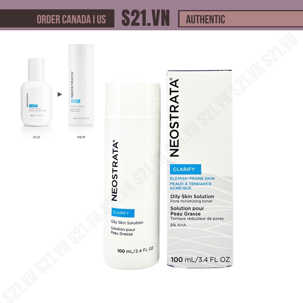 Nước Hoa Hồng Tẩy Da Chết Hóa Học 8% AHA Neostrata Clarify Blemish Prone Skin Oily Skin Solution 100ml