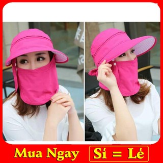 MŨ CHỐNG NẮNG KÈM KHẨU TRANG XOÁY 360 ĐỘ