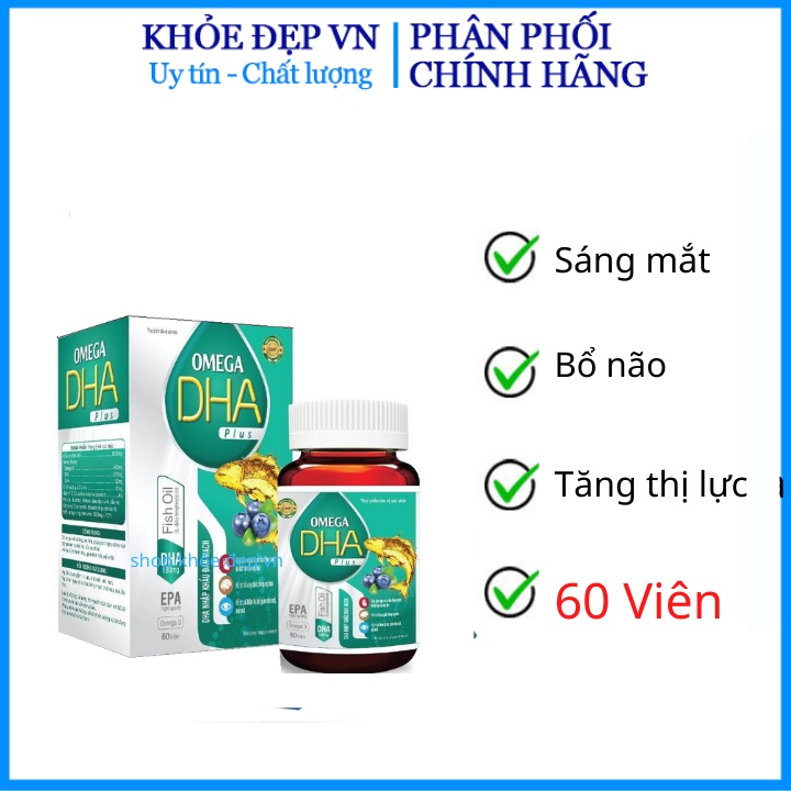 Viên dầu Cá Omega 369 DHA Plus Tăng cường thị lực, sáng mắt, bổ não, giảm nguy cơ bệnh tim mạch – Hộp 60viên