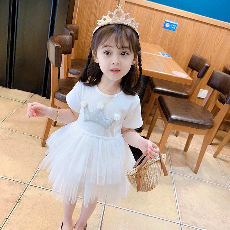 Váy công chúa nhiều màu hoạ tiết vương miện cho bé gái (N00756)