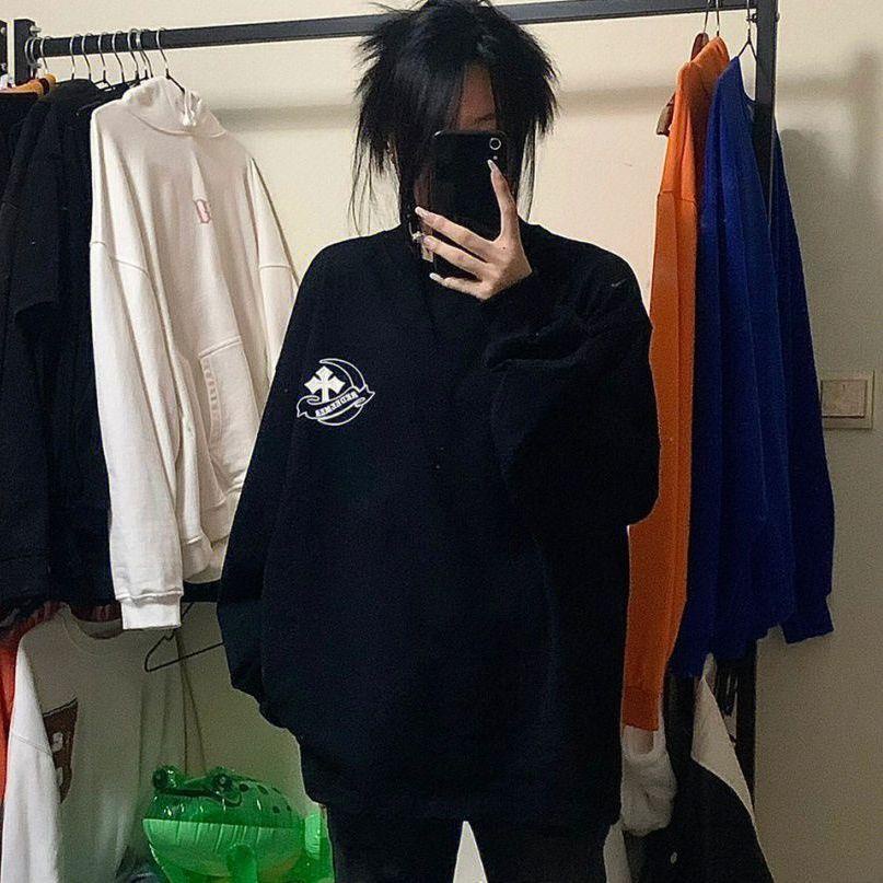 Áo Thun Nữ Tay Dài Dáng Rộng Phong Cách Hip Hop Cá Tính