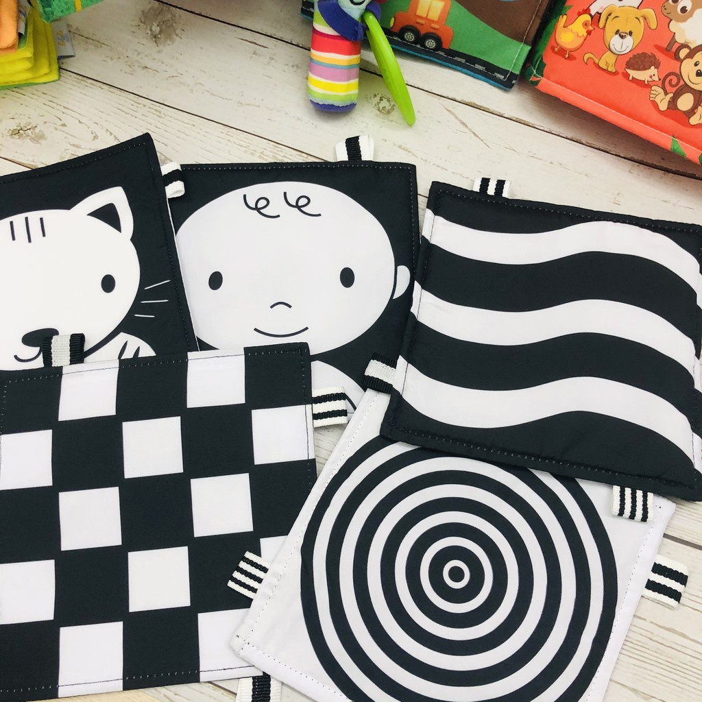 Bộ thẻ vải đen trắng Lalala Baby kích thích thị giác, phát triển toàn diện trẻ sơ sinh 0-12 tháng tuổi - Hobi Store