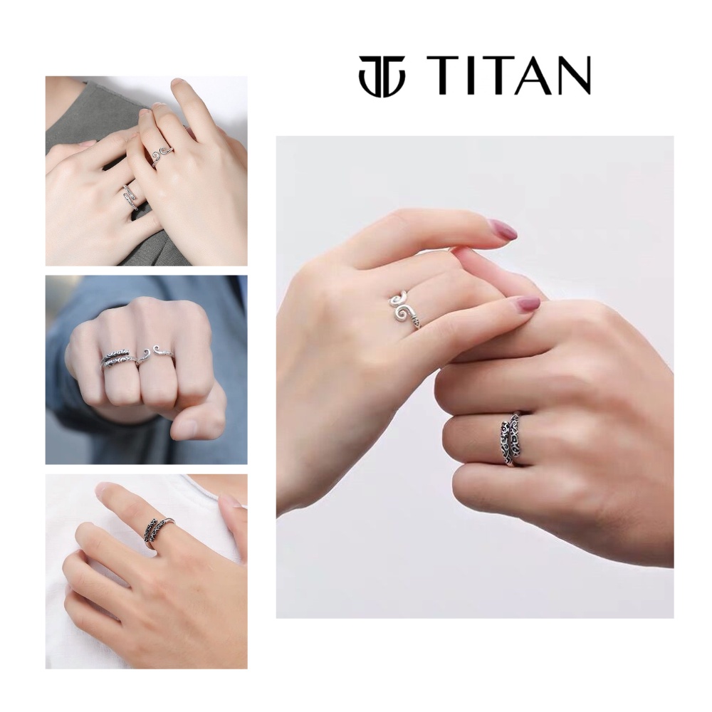 Nhẫn đôi Tôn Ngộ Không, nhẫn nam nữ thời trang Gậy Như Ý và Vòng Kim Cô màu bạc 925, ring Titan Shop freesize unisex