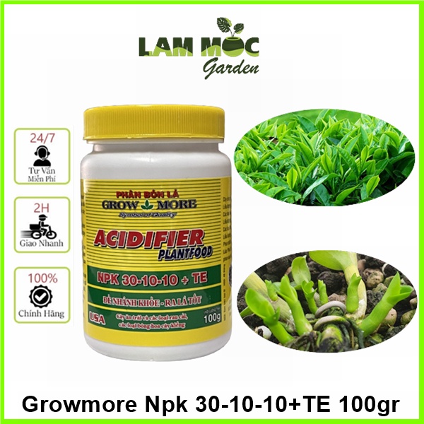Phân Bón Lá Growmore - Đẻ nhánh, Ra lá - Npk 30-10-10+TE hủ 100gr