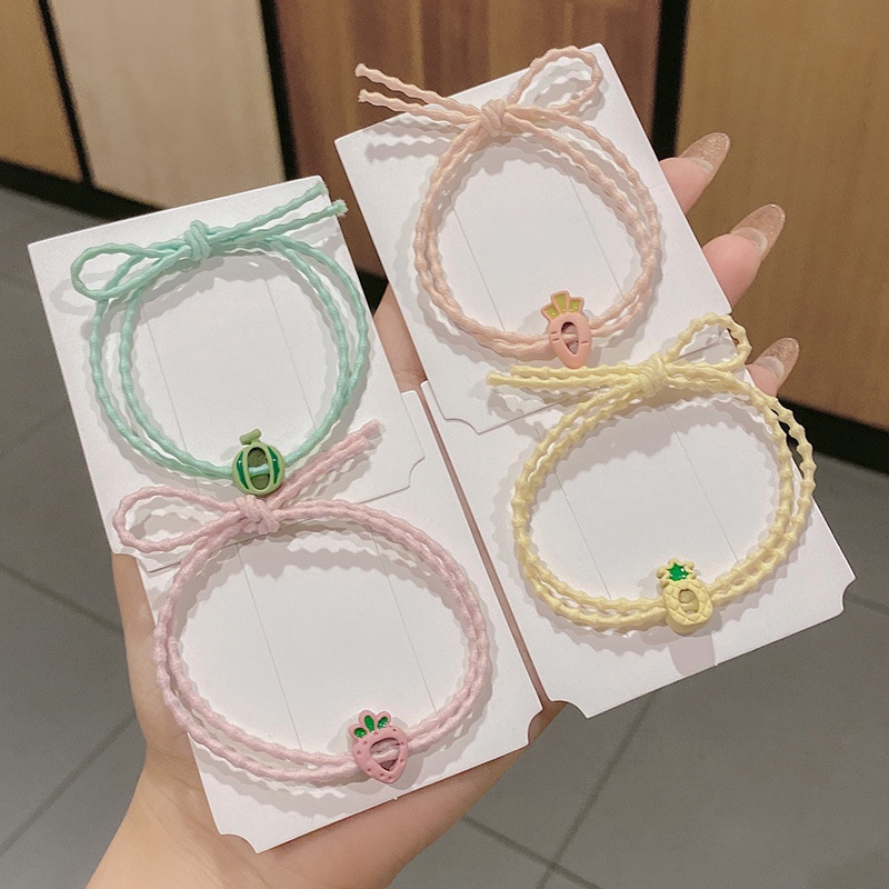 Dây buộc tóc co giãn hình trái cây cà rốt/dâu tây/dứa thời trang xinh xắn cho nữ