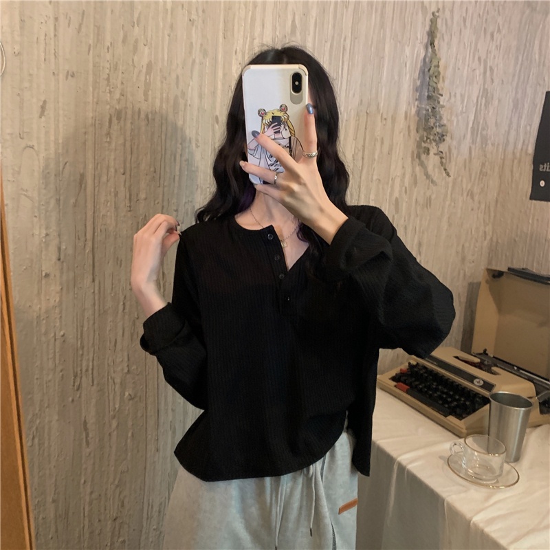 Áo len ZHELIHANGFEI tay dài form rộng phong cách Preppy cho nữ