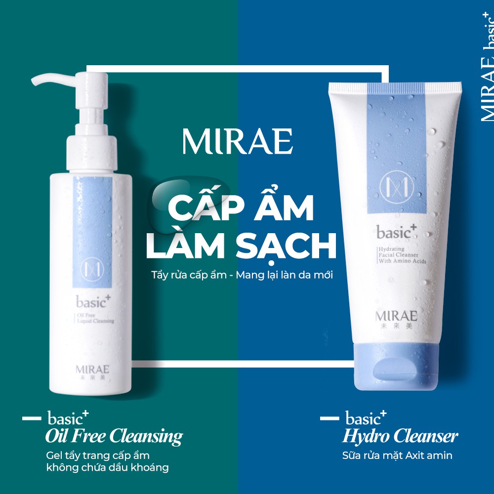 Combo sạch sâu sửa rửa mặt - Gel tẩy trang Mirae àm sạch lớp trang điểm làm sạch lỗ chân lông đánh bay mụn đầu đen