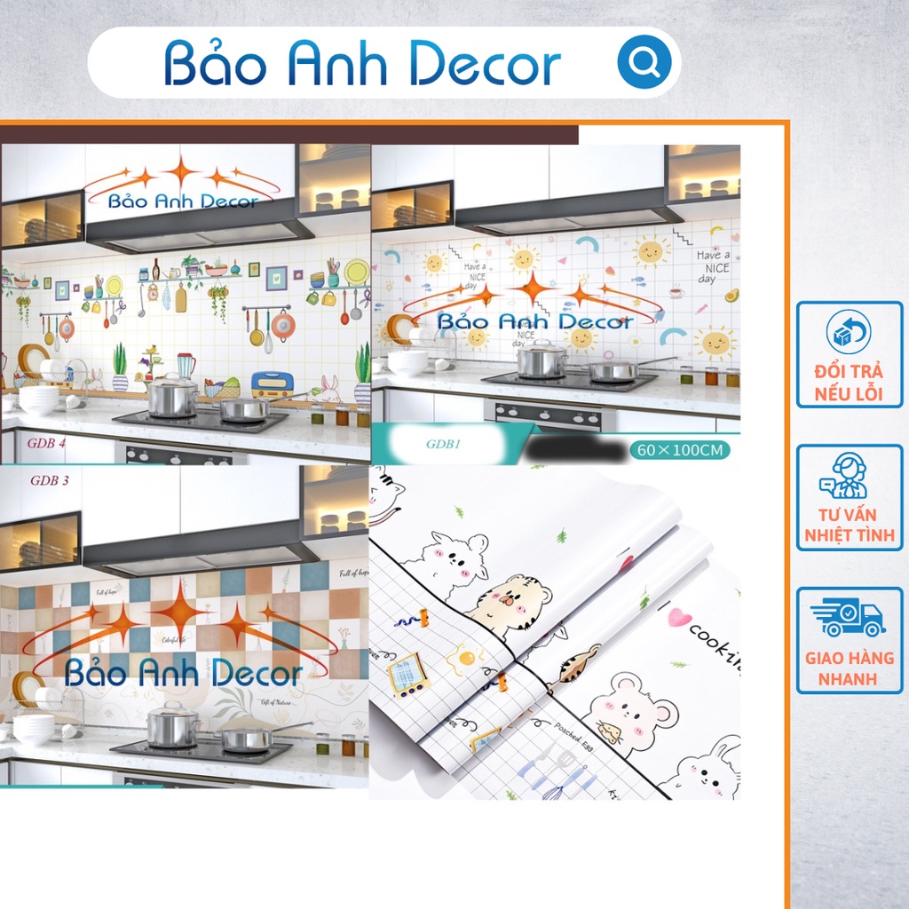 Giấy dán bếp tráng nhôm, hàng cao cấp dán bếp, cách nhiệt, dễ lau chùi,khổ 60cm