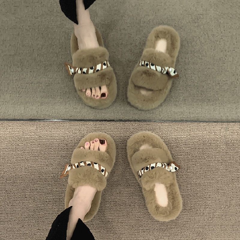 Dép Bông Cotton Đế Dày Thoải Mái Thời Trang Thu Đông Mới Cho Nữ