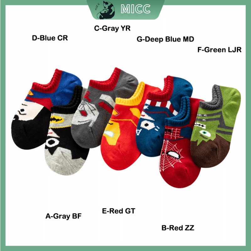 Vớ cotton thoáng khí in hình siêu anh hùng Marvel dành cho bé trai từ 1-9 tuổi