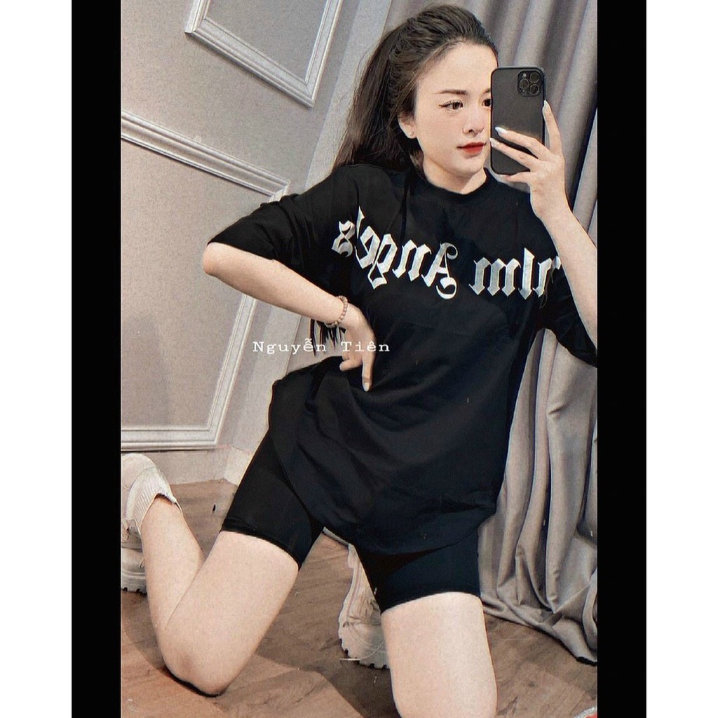 Sét bộ áo thun form rộng in chữ Angel phối quân ngố thun trơn cực xinh , chất thun coton mềm mịn