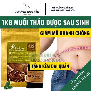Muối Thảo Dược Giảm Mỡ Bụng Cho Mẹ Sau Sinh I'm Nature 1KG + Tặng Đai Chườm Muối