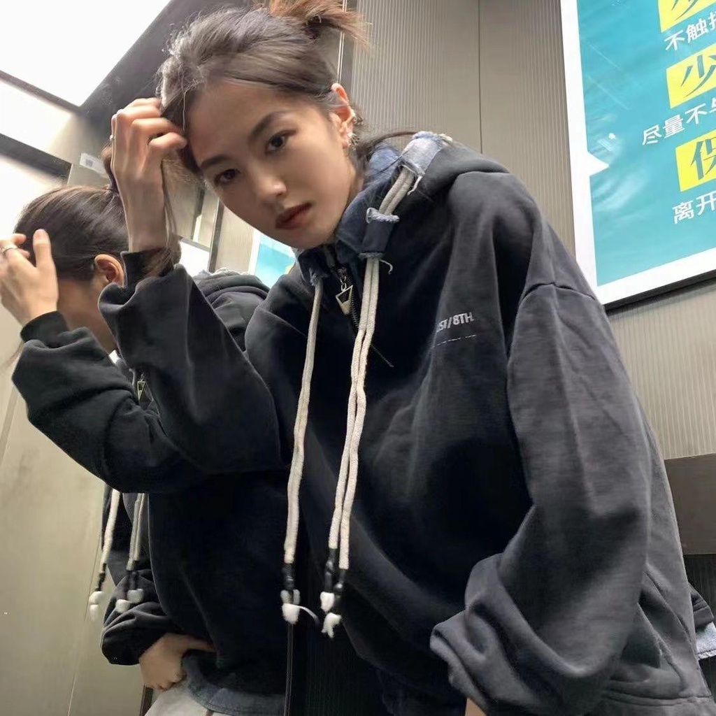Áo Khoác Mùa Thu Cao Cấp [Hai Lớp] Áo Hoodie Dáng Rộng Phong Cách BF Harajuku Siêu Hot Cho Nữ