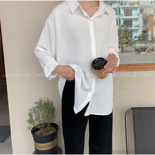 Áo sơ mi lụa trơn không túi