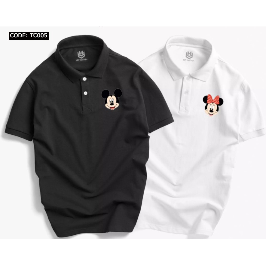 Áo Thun Có Cổ Polo Nam Nữ Vải Cá Sấu 4 Chiều, Áo Thun Cổ Trụ In Hình Logo Chuột Phong Cách Hàn Quốc TC005