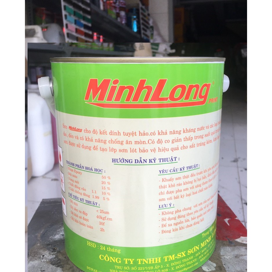 Sơn lót xám Minh Long lon 4kg sơn sắt mạ kẽm