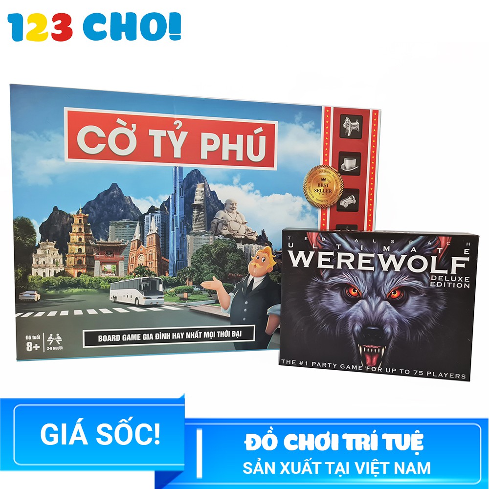 [COMBO 2 IN 1] Đồ chơi Board game học làm giàu Cờ tỷ phú + Game thẻ bài nhập vai Ma sói Ultimate Deluxe [GIÁ SỐC]