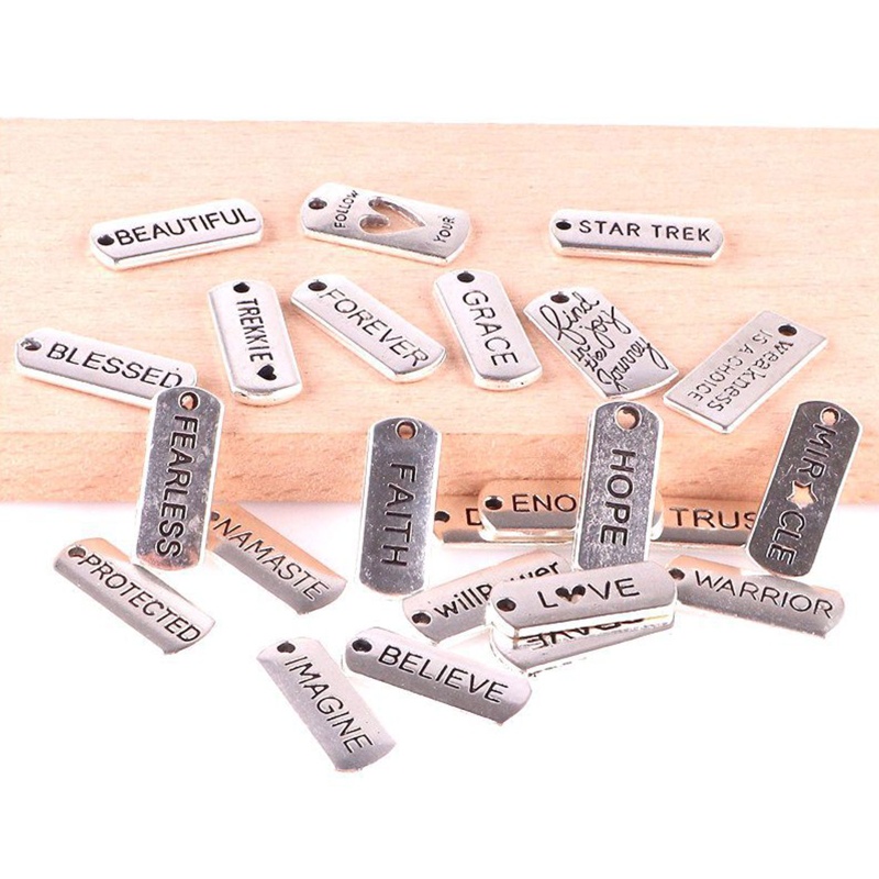 Flgo Mặt Dây Chuyền Màu Bạc Cổ Điển Khắc Chữ Believe Trust Faith Hope Dream Có Khóa Tôm Hùm DIY Cr