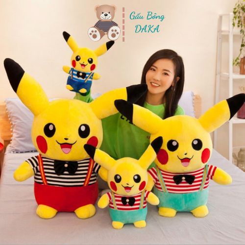 Gấu Bông Pikachu -Gấu Ôm Pikachu Mặc Áo Tinh Nghịch Dễ Thương - Vải Nỉ Nhung Hàn Quốc Cao Cấp