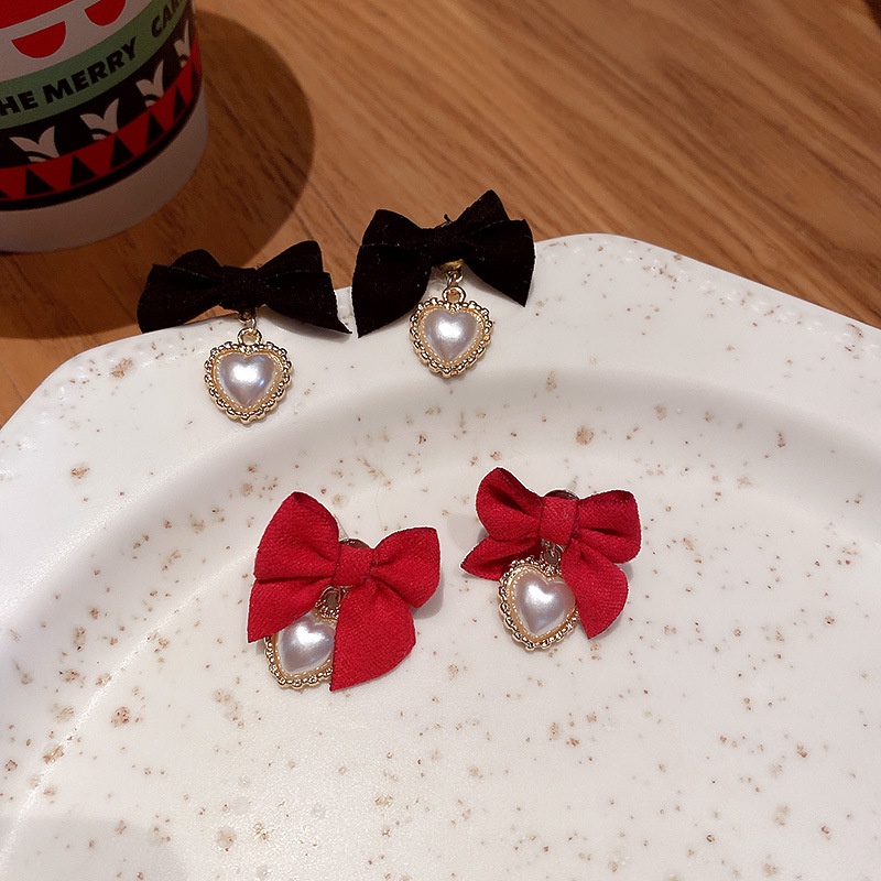 Bông Tai Mạ Bạc 925 Hình Nơ Đính Đá Và Ngọc Trai Phong Cách Hàn Quốc Dễ Phối Đồ Dành Cho Nữ