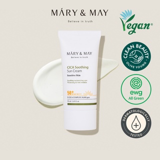 Kem Chống Nắng Dịu Nhẹ Dành Cho Da Nhạy Cảm Mary&May CICA Soothing Sun Cream SPF50+ PA++++ 50ML