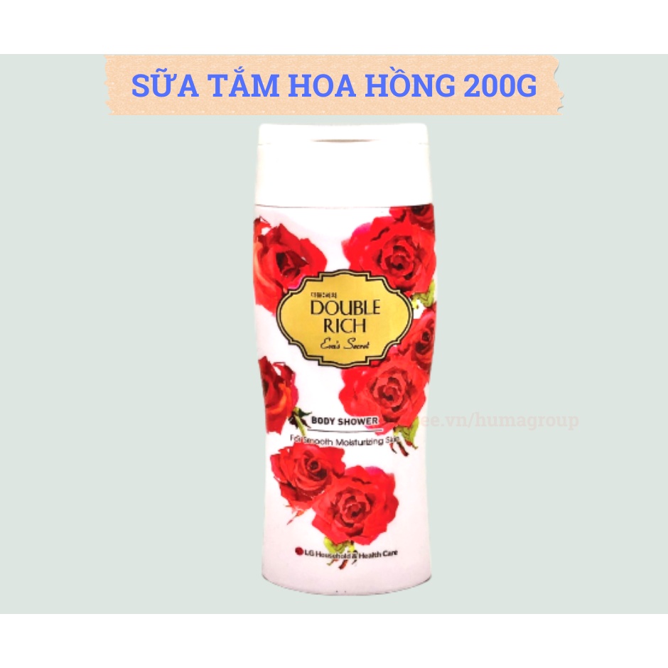 Sữa Tắm Hương Nước Hoa Thơm Double Rich Hàn Quốc Hoa Hồng - Iris - Anh Đào Dưỡng Da Trắng Sáng 200g/550g