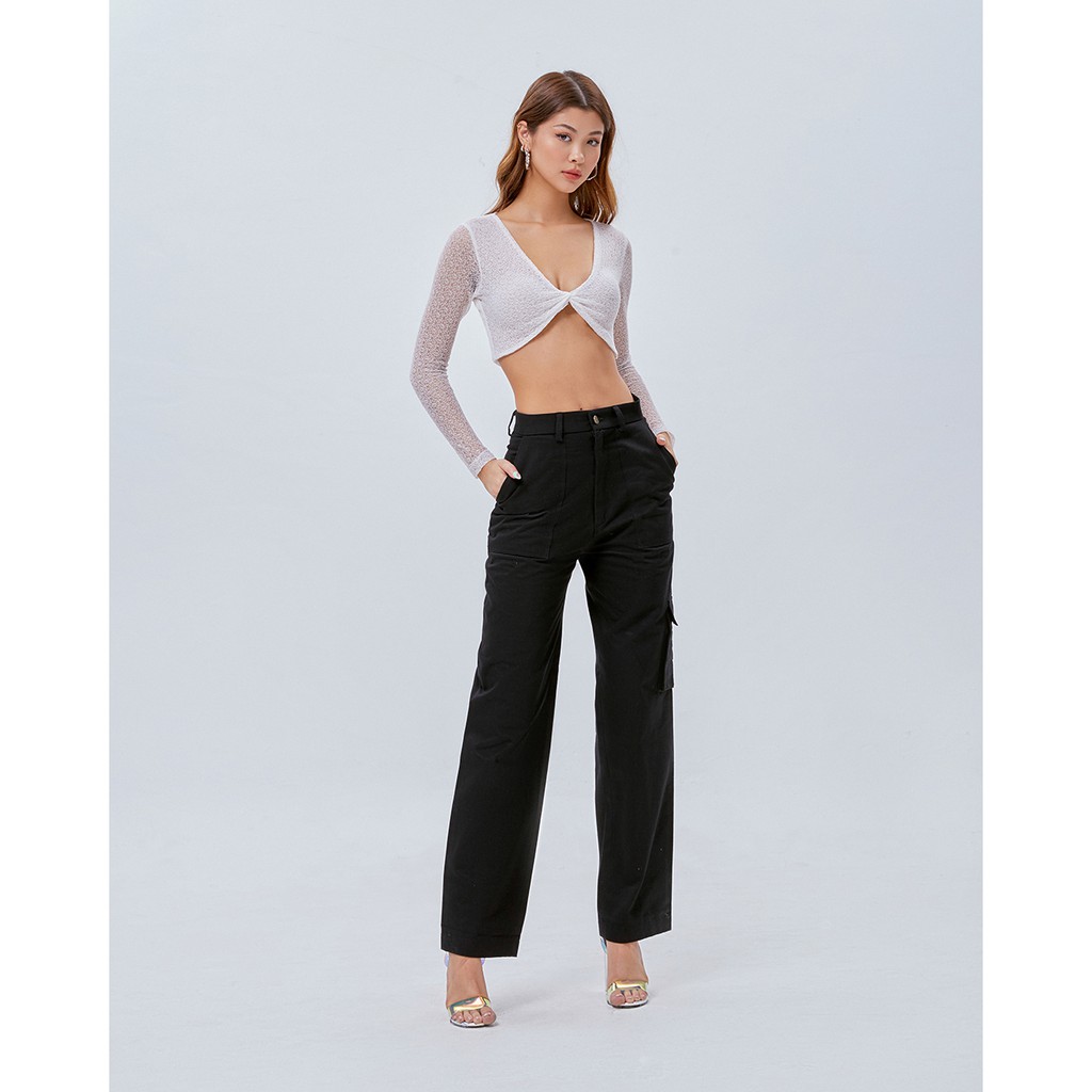 Áo croptop Shebyshj xoắn ngực màu trắng - Miley Top