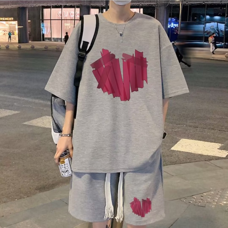 【5XL】Bộ đồ thể thao nam Thun Cổ Thuyền In Họa Tiết Thời Trang Phong Cách Cho Nam Bộ đồ thể thao phụ nữ lớn