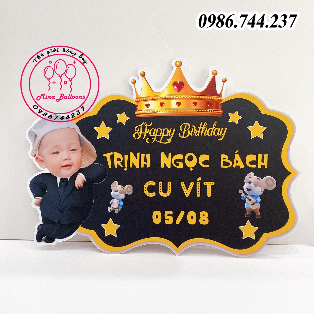 Banner Treo Tường, Chibi Kèm Bảng Tên Sinh Nhật Cỡ 30x40cm