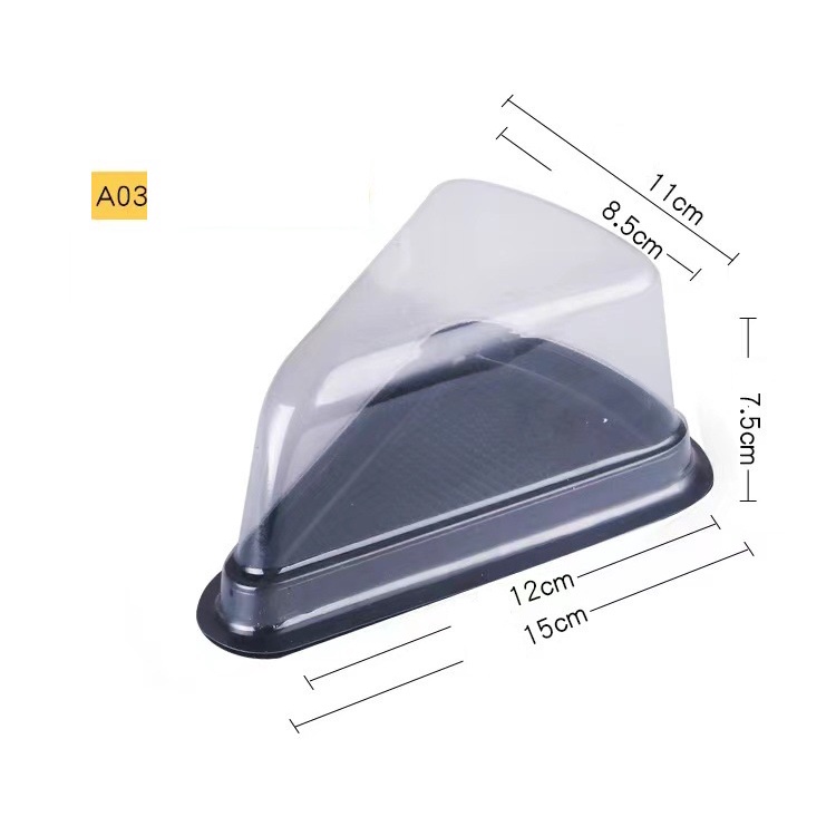 Hộp nhựa Pet tam giác đế đen đựng bánh (set 10 bộ)