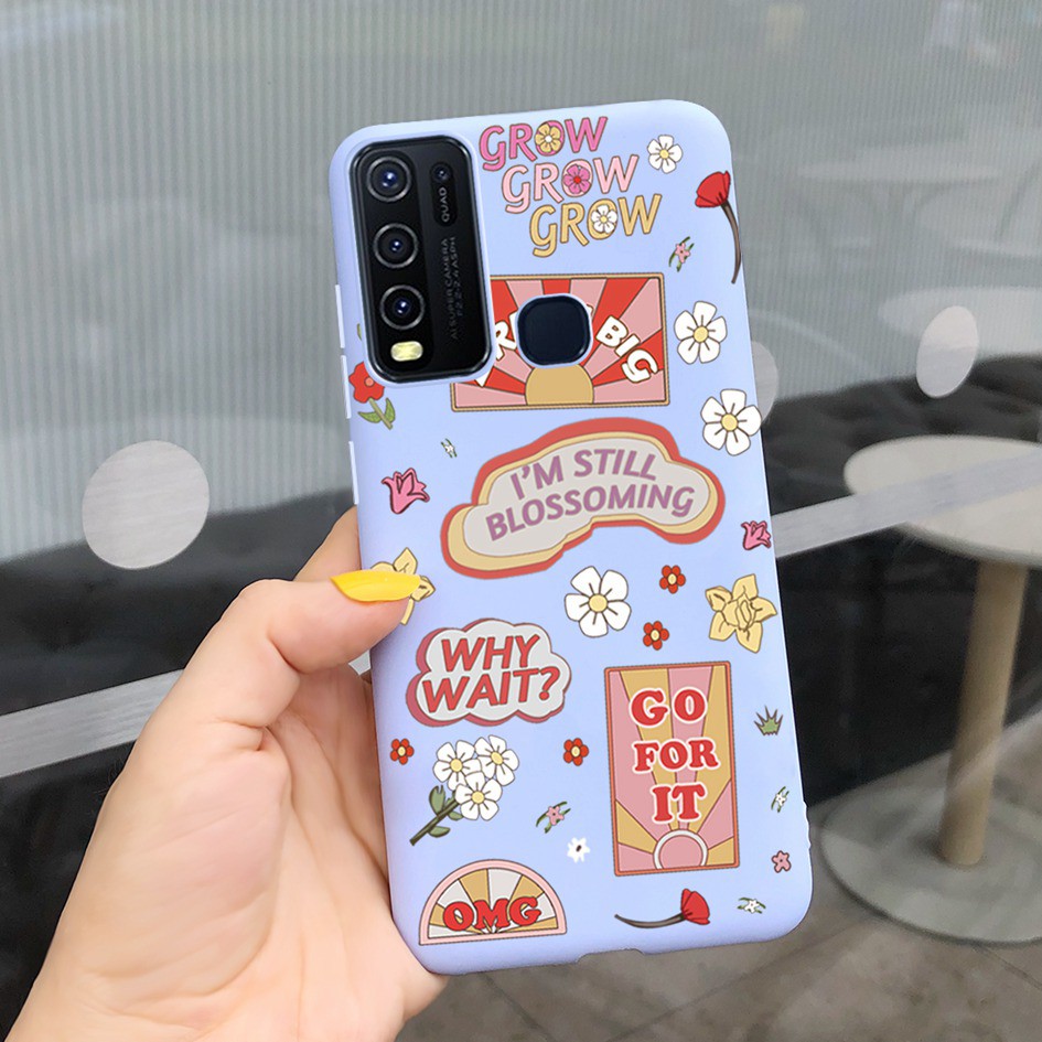 Mờ / Matte Ốp Điện Thoại Silicon Mềm Nhám Họa Tiết Hoa Thời Trang Cho Vivo Y30 1938 Y50 1935 Y 50 Vivoy30 2020 6.53 Inch