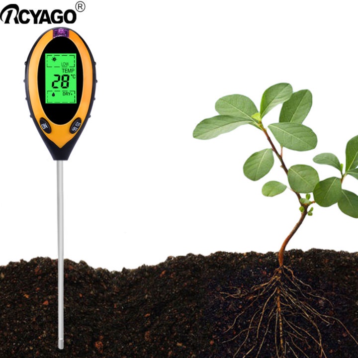 Rcyago 4 Trong 1 Kỹ Thuật Số Máy Đo Độ Ẩm Đất PH Meter Nhiệt Độ Độ Ánh Sáng Mặt Trời Tester-Sport1VN-198
