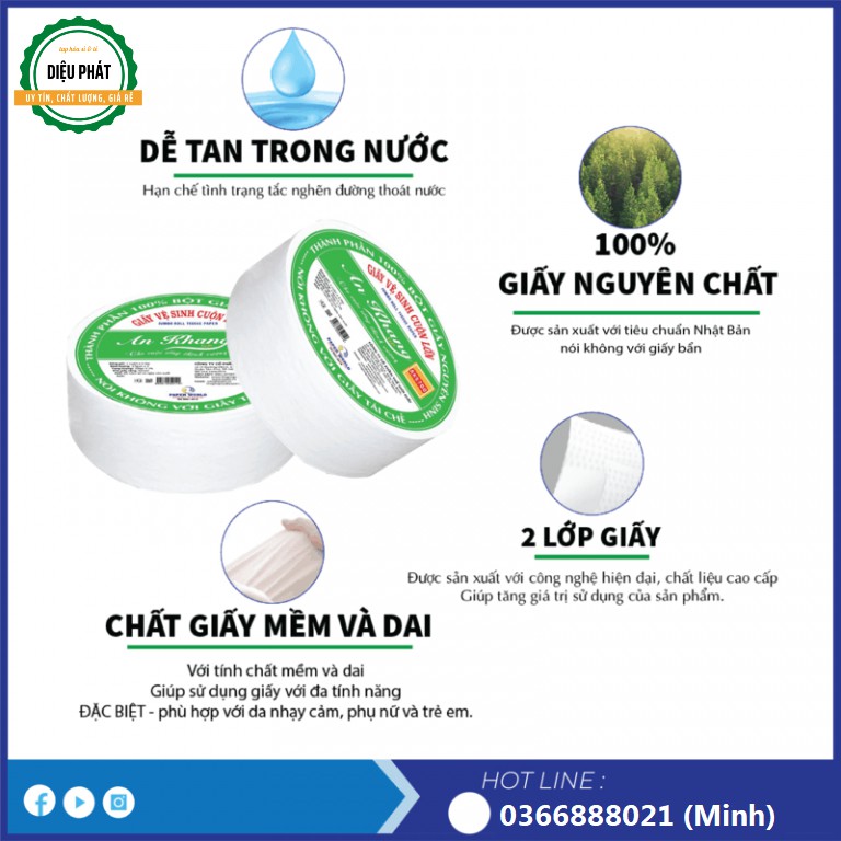 ⚡️ Giấy Vệ Sinh Cuộn Lớn An Khang Soft 2 Lớp 700g