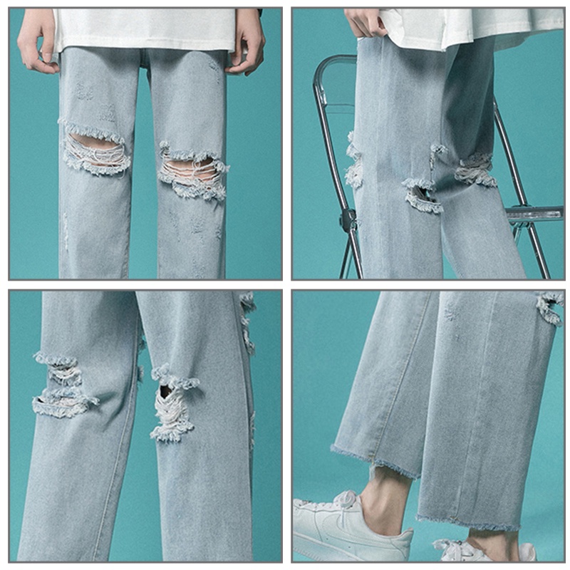 Quần jeans AOKANG dài rách gối thời trang dành cho nam