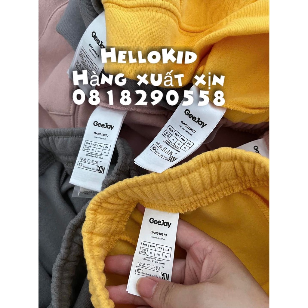B454 - Bộ nỉ hoodie chữ viền bên bé gái