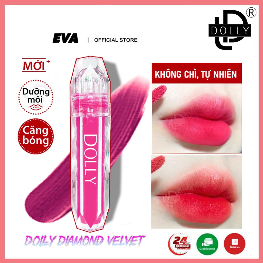 Son Dolly Diamond Full 12 Màu, Son Kem Lì Không Trôi Tặng 1 Dưỡng Môi Khi Mua 3 Cây
