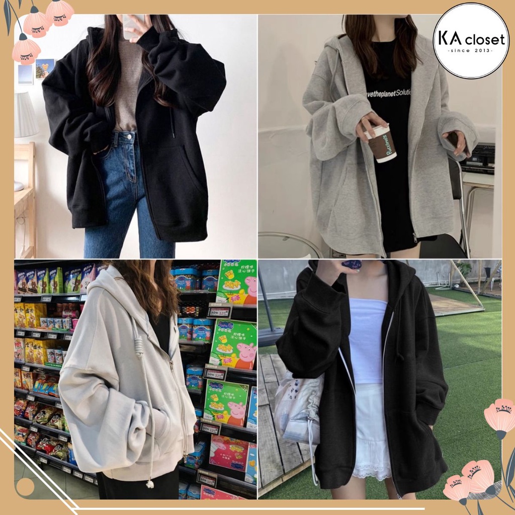 🆕Áo khoác nỉ KA Closet chất nỉ ngoại hàng dầy, from to unisex, tay bồng, mũ 2 lớp, không xù hot