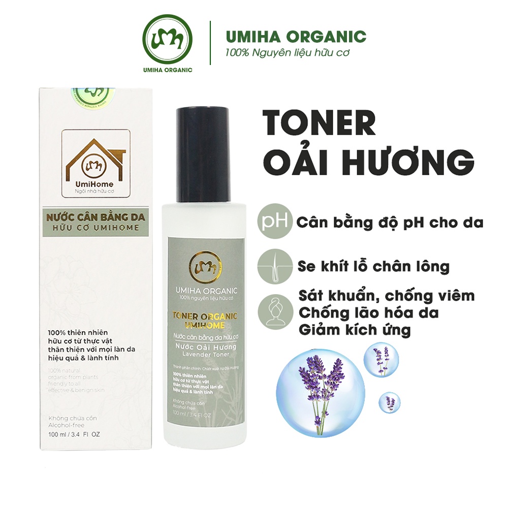 Nước cân bằng da Hoa Oải Hương hữu cơ UMIHOME 50/100ml se khít lỗ chân lông, cân bằng độ pH cho da hiệu quả