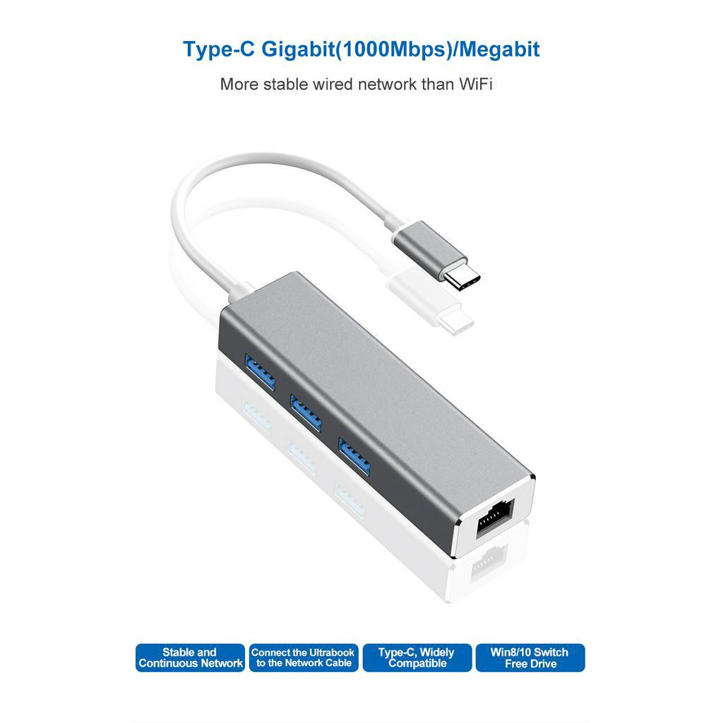 Thẻ Mạng Lan Chuyển Đổi USB Type-C Sang RJ45 Gigabit 10 / 100 / 1000Mbps 3