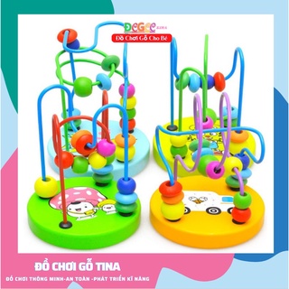 Đồ chơi thông minh luồn hạt gỗ , đồ chơi gỗ luồn hạt mini rèn luyện sự phối hợp cử động tay và mắt