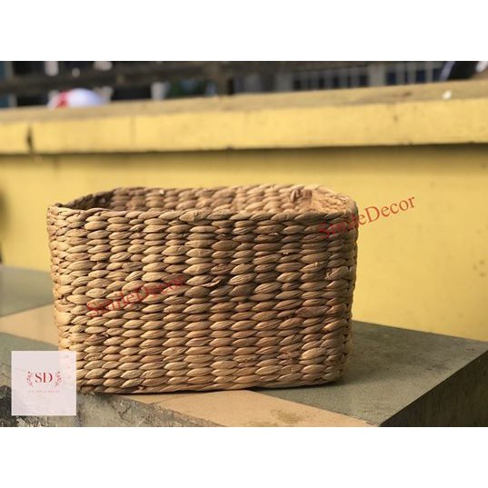 Khay đựng đồ đa năng đan lục bình hình chữ nhật Smile Decor phong cách Hàn - Rectangle Hyacinth Basket