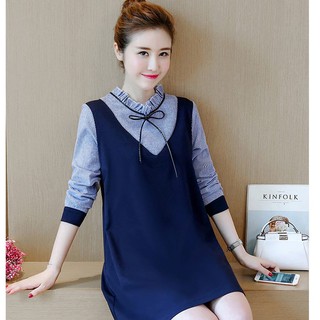 Váy kẻ xanh than cổ tàu