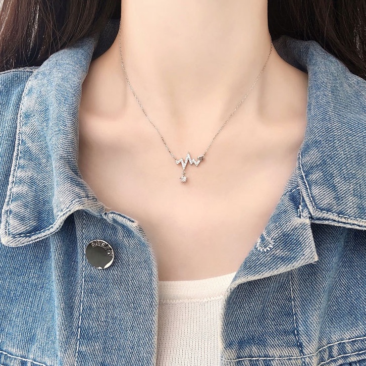 Dây chuyền bạc ý 925 nhịp sóng trái tim vòng cổ nữ