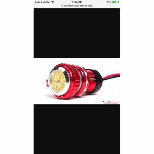 Sạc điện thoại trên xe máy kèm đồng hồ bằng nhôm - 793CD