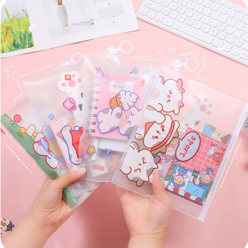 Túi Đựng Mỹ Phẩm , Hộp Bút Trong Suốt Phong Cách Nhật Bản Cute cartoon Transparent Big Pencil Case PVC School Supplies Pencil Bag Stationery Gift School Back To School Pencil Box kids gift