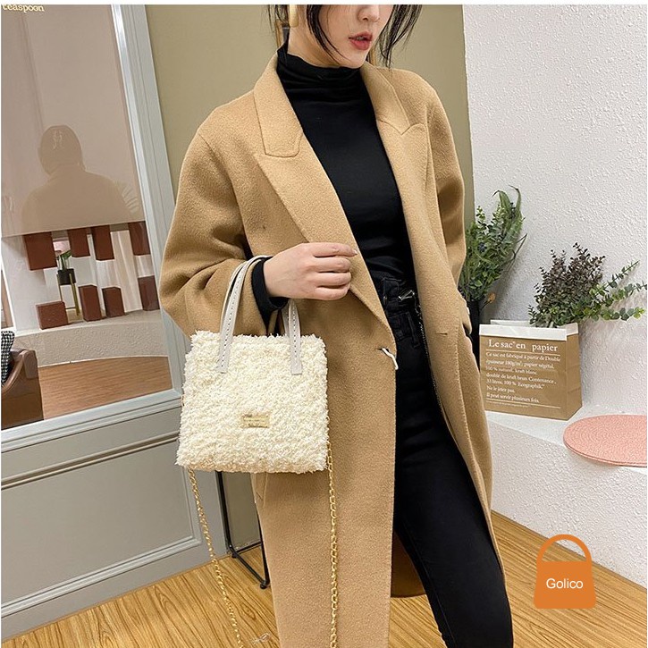 Túi Xách Handmade Tự Đan Len Xù - Phụ Kiện Đan Túi
