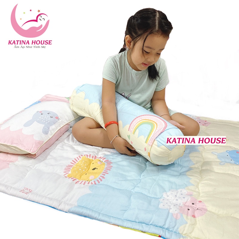 Gối nệm cho bé 80x120cm, trọn bộ có gối ôm, vải Tencel siêu mềm, thoáng mát, nhiều họa tiết đáng yêu, phù