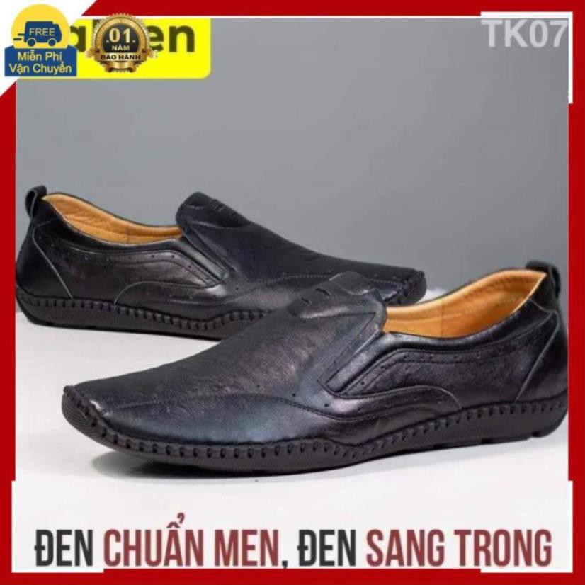 Giày Lười  Da Bò,Giày Da Nam Cao Cấp  Hamen MSKT01 ,Đế Khâu Da Bò Êm Mềm, Bảo hành nổ da 12 tháng