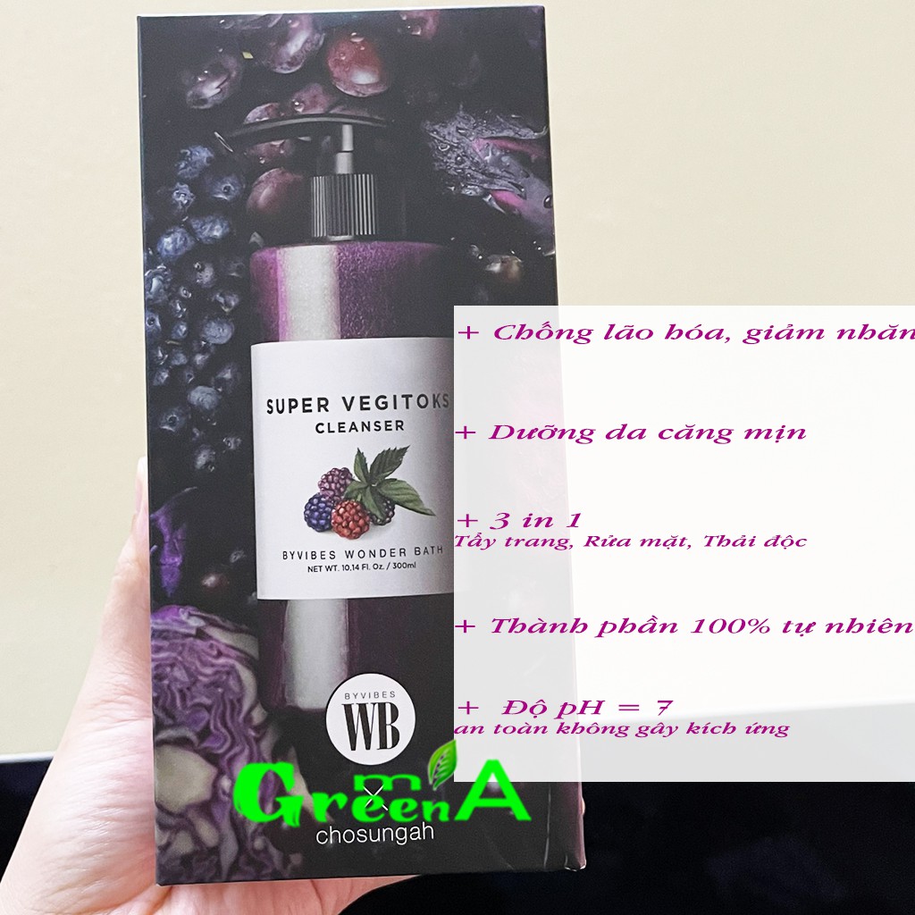 Sữa Rửa Mặt Rau Củ Quả Thải Độc Làm Sạch Tẩy Trang Super Vegitoks Cleanser Xanh Đỏ Tím 300ml [NHẬP KHẨU CHÍNH HÃNG] | BigBuy360 - bigbuy360.vn